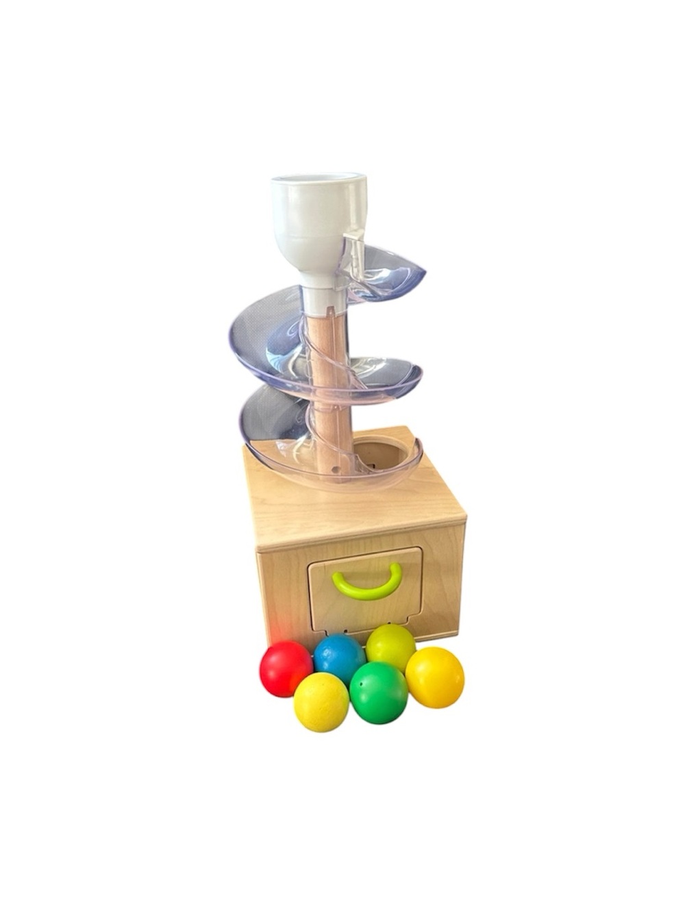 lovevery Wooden Ball Drop Spiral Toy with Colorful Balls - Natural & Multicolor